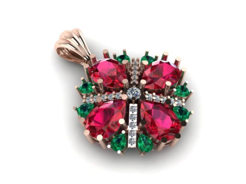 Ruby Emerald and daimond pandent 3D Model