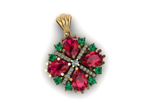 Ruby Emerald and daimond pandent Modèle 3D