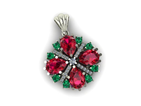 Ruby Emerald and daimond pandent Modèle 3D