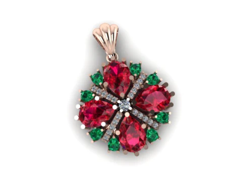 Ruby Emerald and daimond pandent 3D Model