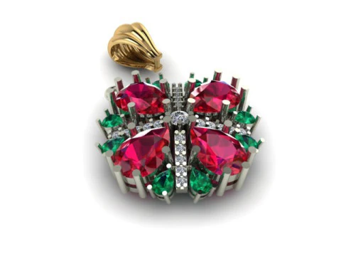 Ruby Emerald and daimond pandent 3D Model