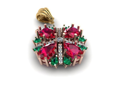 Ruby Emerald and daimond pandent Modèle 3D