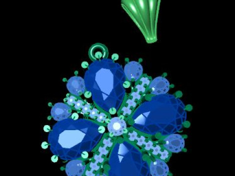 Ruby Emerald and daimond pandent Modèle 3D