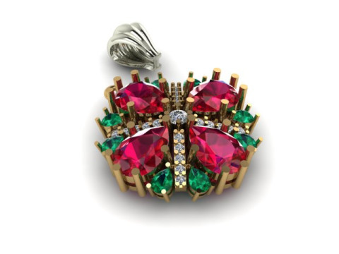 Ruby Emerald and daimond pandent Modèle 3D