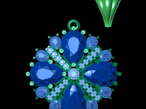 Ruby Emerald and daimond pandent Modèle 3D