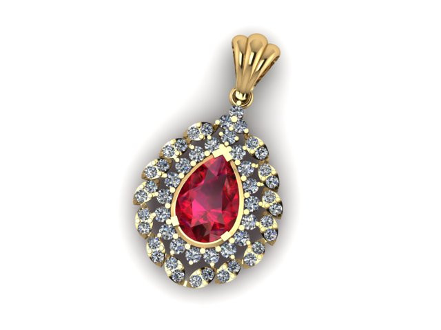 Ruby Emerald and daimond pandent 3D Модель .c4d .max .obj .3ds .fbx .stl .blend 