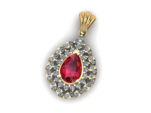 Ruby Emerald and daimond pandent 3D Model .c4d .max .obj .3ds .fbx .stl .blend 