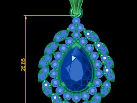 Ruby Emerald and daimond pandent 3D Модель