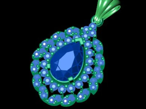 Ruby Emerald and daimond pandent 3D Model