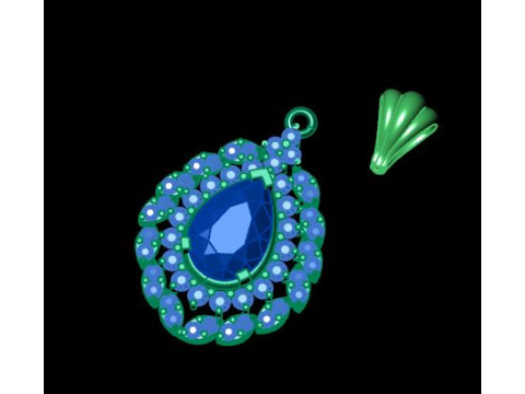 Ruby Emerald and daimond pandent 3D Модель