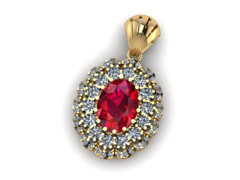 Beautyful Ruby and daimond pandent 3D 模型