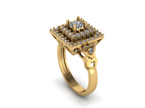 Princess diamond engagement ring 3D Model