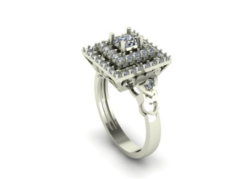 Princess diamond engagement ring 3D Модель
