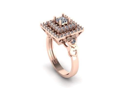 Princess diamond engagement ring 3D Модель
