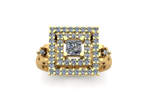 Princess diamond engagement ring 3D Модель