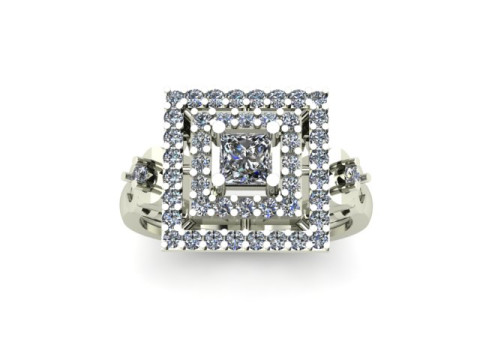 Princess diamond engagement ring 3D Модель