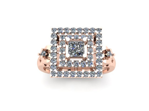 Princess diamond engagement ring 3D Модель