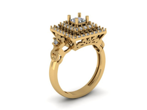 Princess diamond engagement ring 3D Модель