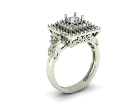 Princess diamond engagement ring 3D Модель