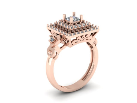 Princess diamond engagement ring 3D Модель