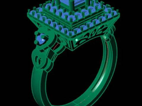 Princess diamond engagement ring 3D Модель