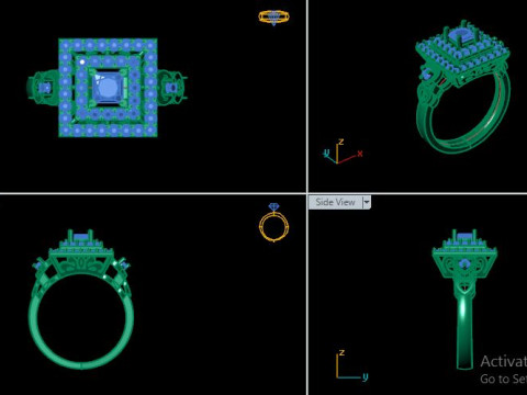 Princess diamond engagement ring 3D Модель