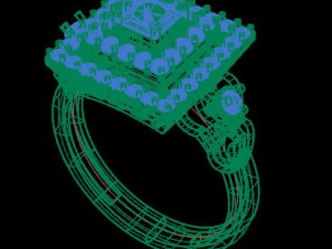 Princess diamond engagement ring 3D Модель