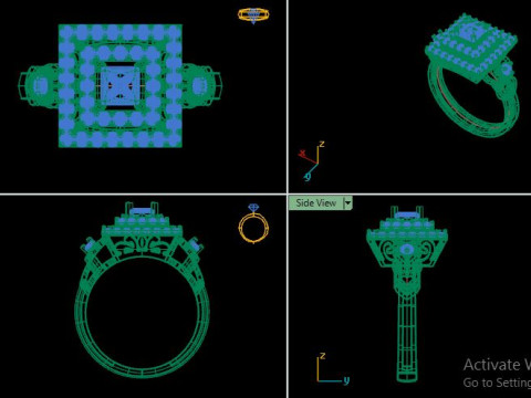 Princess diamond engagement ring 3D Модель