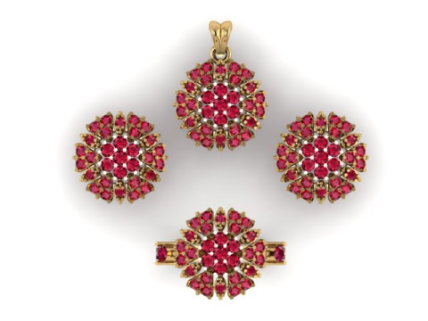 Ruby gem stone pendant set Modello 3D