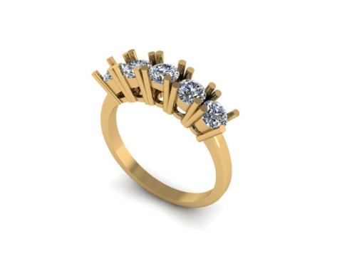 5 Stone Ring Solitaire Wedding Engagement Women Ring 3D print model 3D 模型