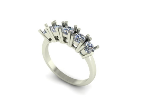 5 Stone Ring Solitaire Wedding Engagement Women Ring 3D print model 3D Model