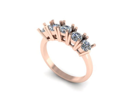 5 Stone Ring Solitaire Wedding Engagement Women Ring 3D print model 3D Model
