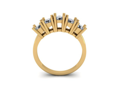 5 Stone Ring Solitaire Wedding Engagement Women Ring 3D print model 3D Model