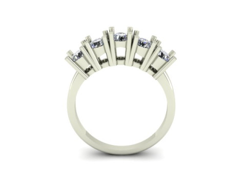 5 Stone Ring Solitaire Wedding Engagement Women Ring 3D print model 3D Model