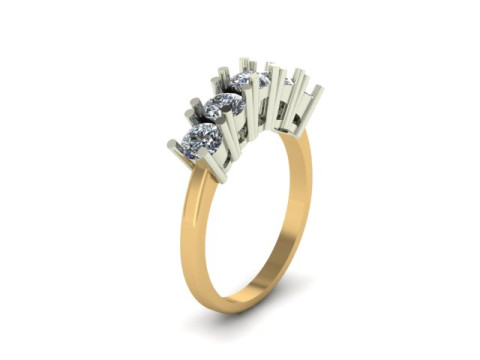 5 Stone Ring Solitaire Wedding Engagement Women Ring 3D print model 3D Model