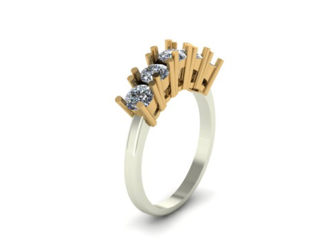 5 Stone Ring Solitaire Wedding Engagement Women Ring 3D print model 3D Model