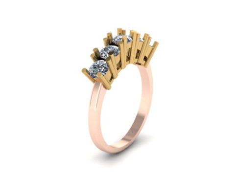 5 Stone Ring Solitaire Wedding Engagement Women Ring 3D print model 3D Model