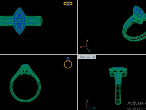 Diamond engagement ring 3d printable 3D Model