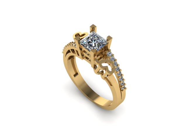 Princess daimond engagement ring 3D Model .c4d .max .obj .3ds .fbx .stl .blend 