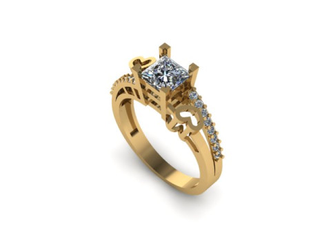 Princess daimond engagement ring 3D 模型