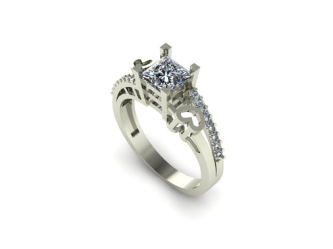 Princess daimond engagement ring 3D Model