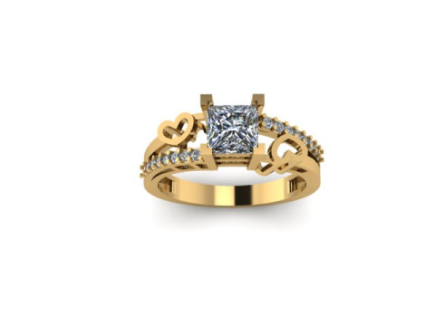 Princess daimond engagement ring 3D Model