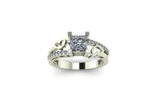 Princess daimond engagement ring 3D Model
