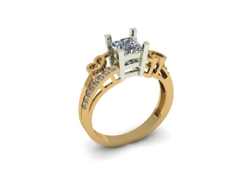 Princess daimond engagement ring 3D Model