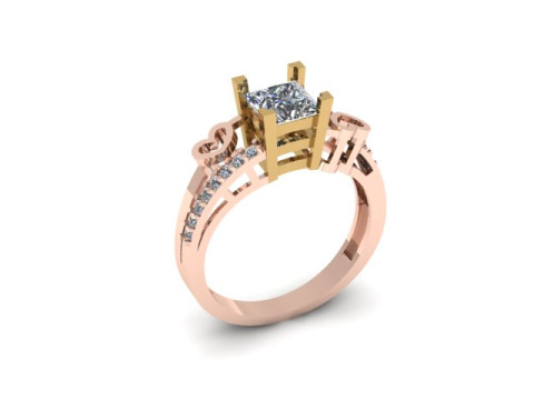 Princess daimond engagement ring 3D Model