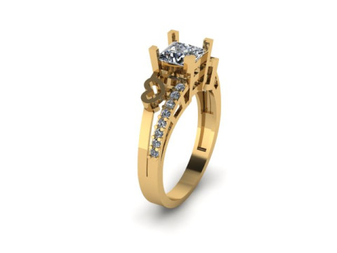 Princess daimond engagement ring 3D Model
