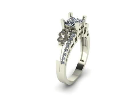 Princess daimond engagement ring 3D Model