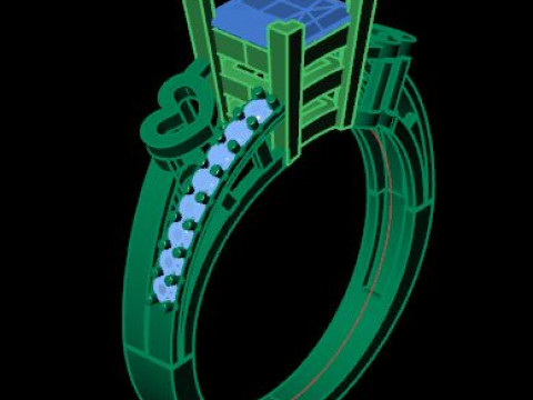 Princess daimond engagement ring 3D Model