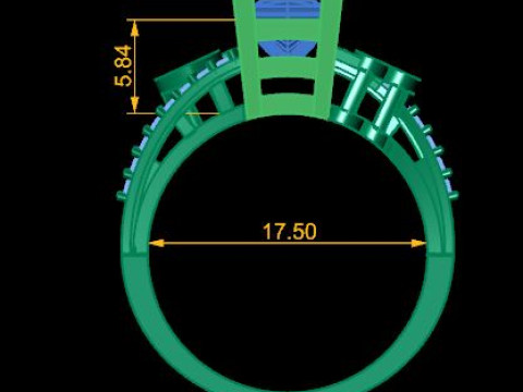 Princess daimond engagement ring 3D Model