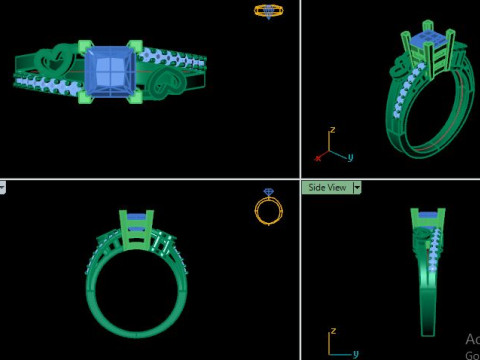 Princess daimond engagement ring 3D Model